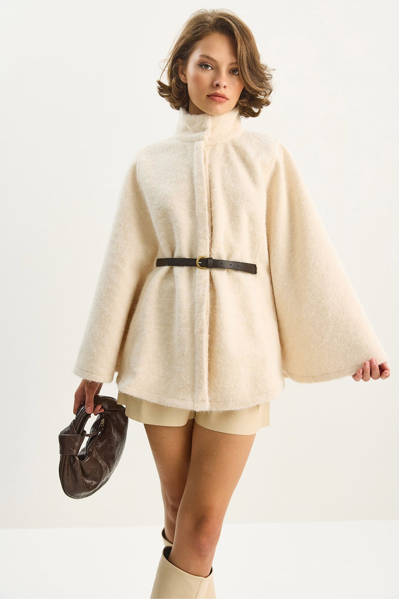 LUCCI Textured Oversized Overcoat with Button Closure 4