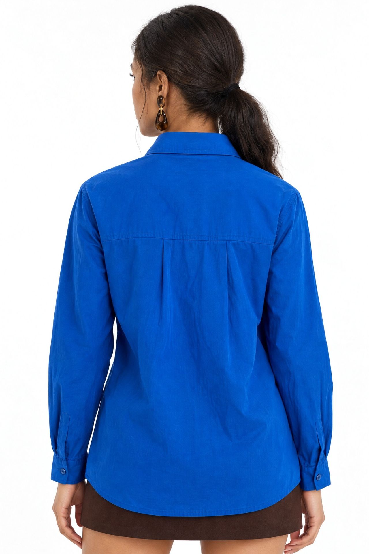 Mixray Long Sleeve Button-Up Shirt with Pocket 4