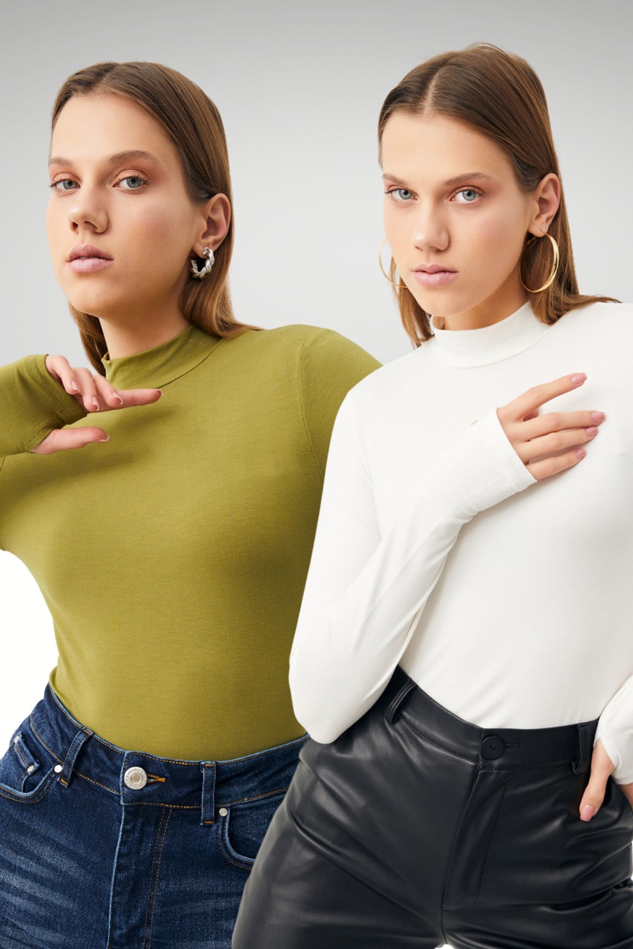 BIPANTOLON Kadın 2'li Cut Out Detaylı Yarım Balıkçı Yaka Body 1