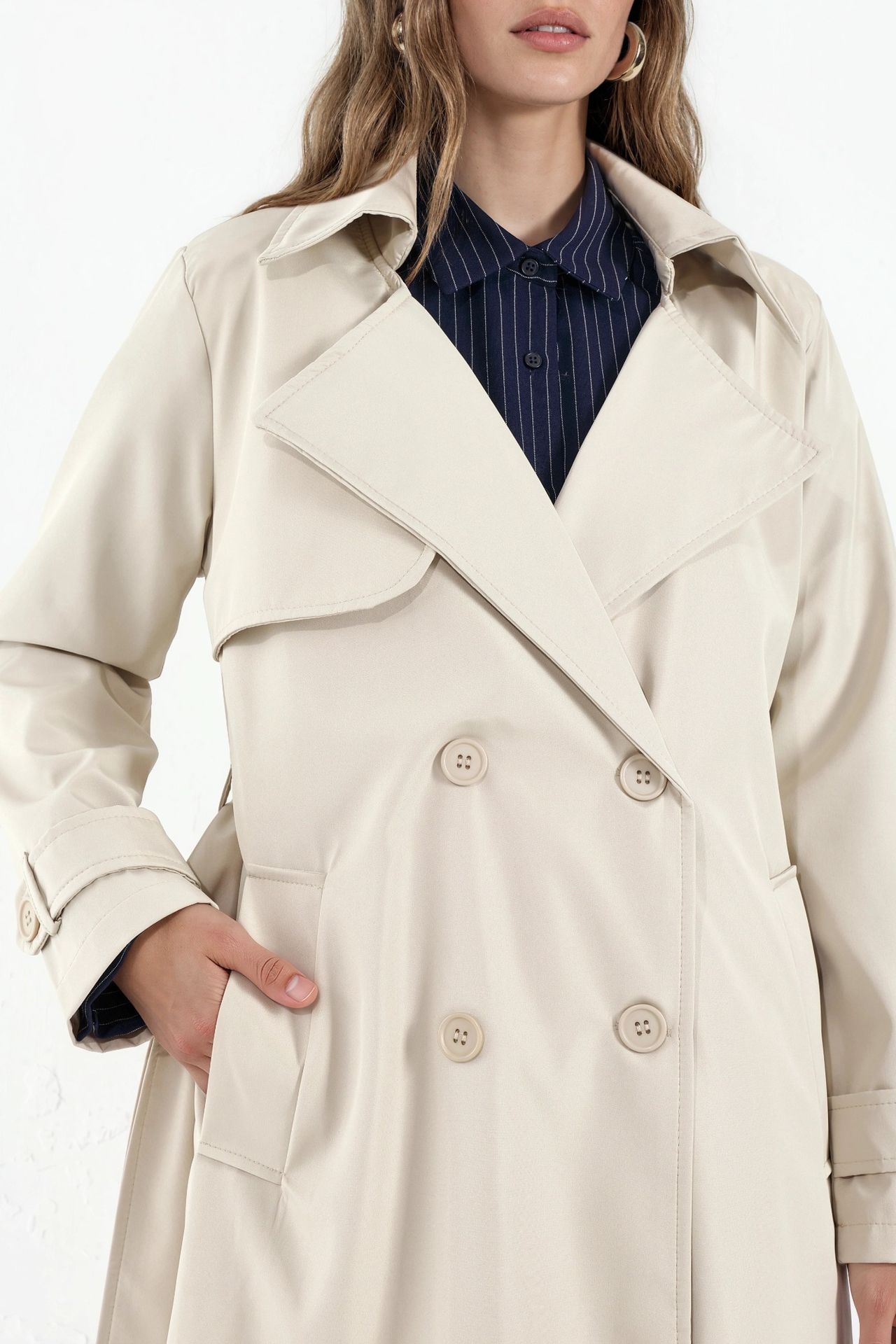 BDART Belted Long-Sleeve Trench Coat 4