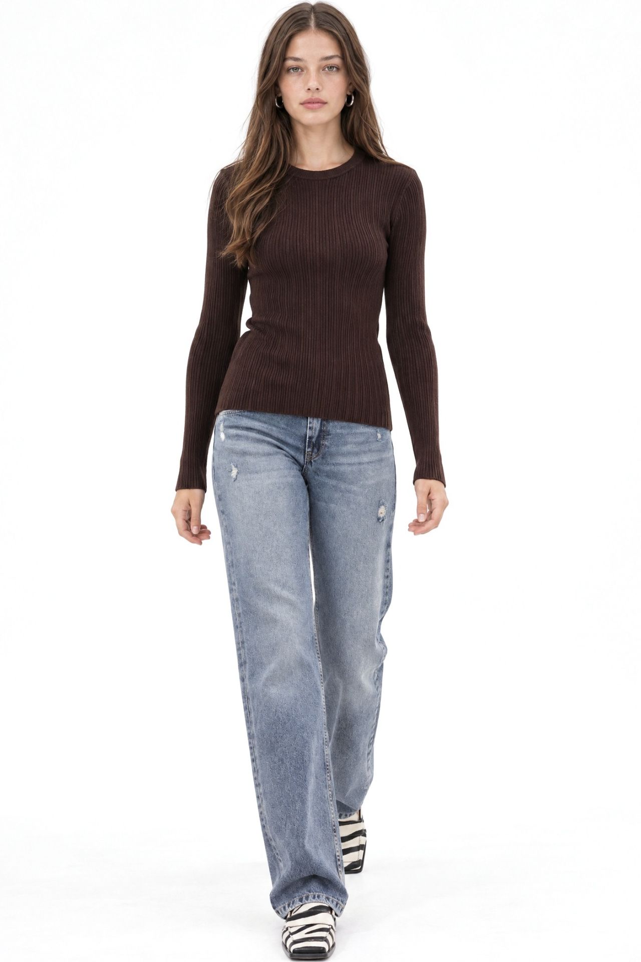 Mixray Soft Textured Ribbed Fitted Top 2