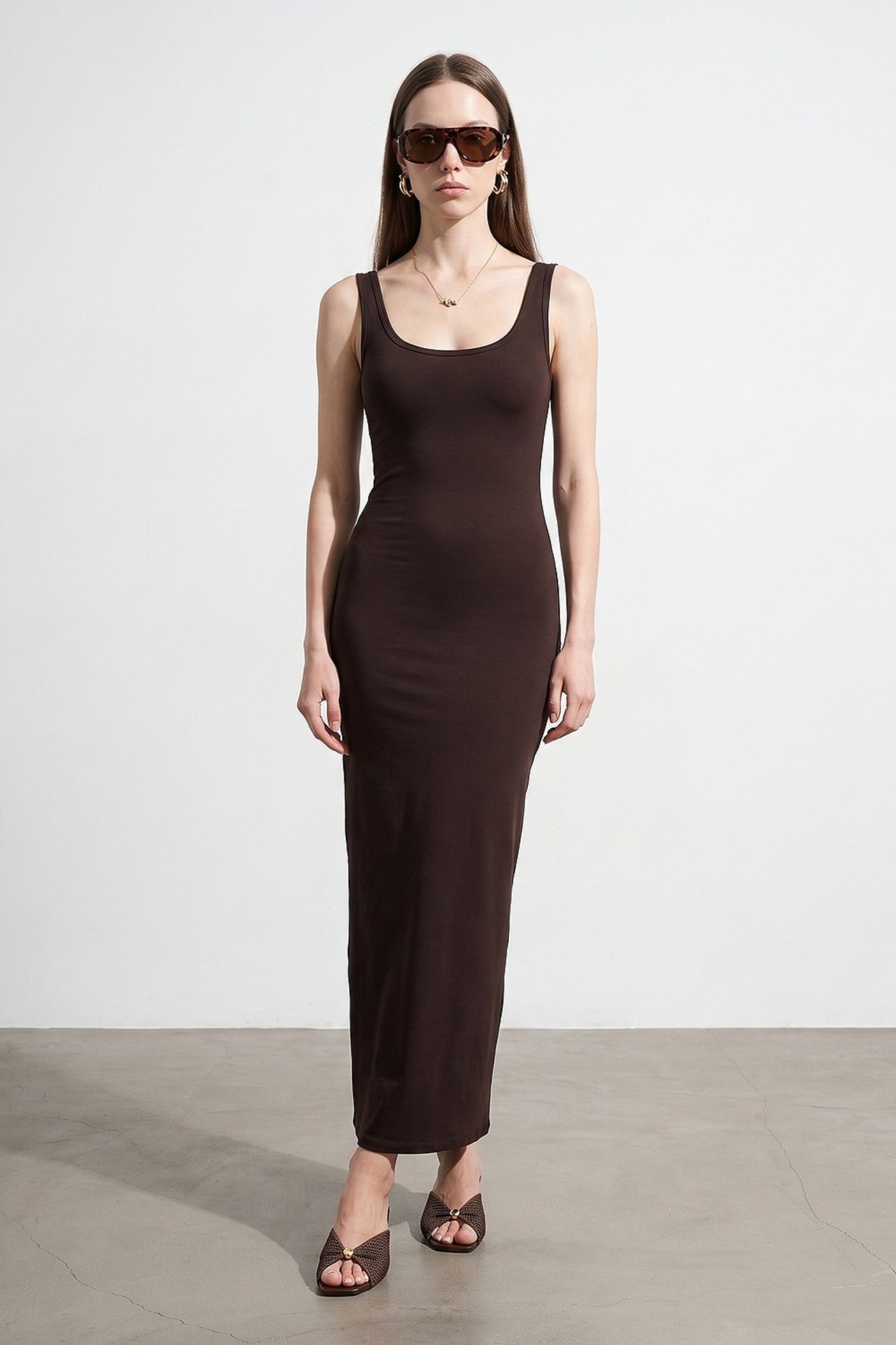 DILVIN Kolsuz Bodycon Midi Elbise 4