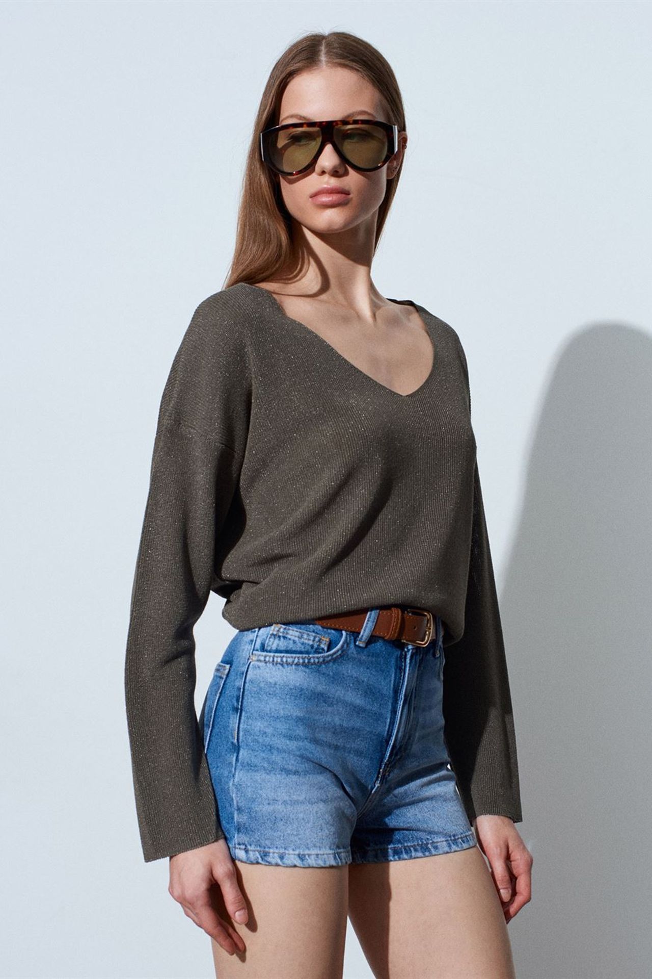 DILVIN Women's V-neck Ribbed Knit Sweater 3