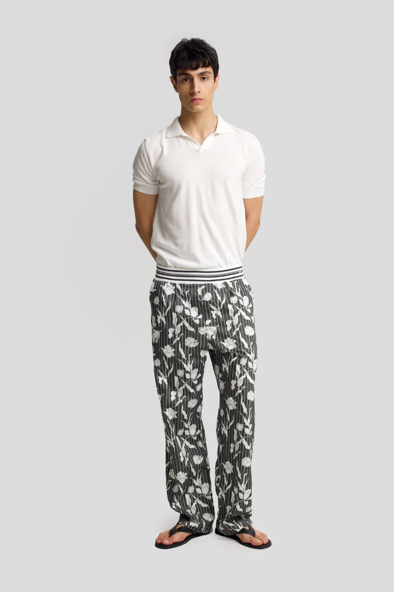 GIESTO Men's Cotton Floral Knit Pants 2