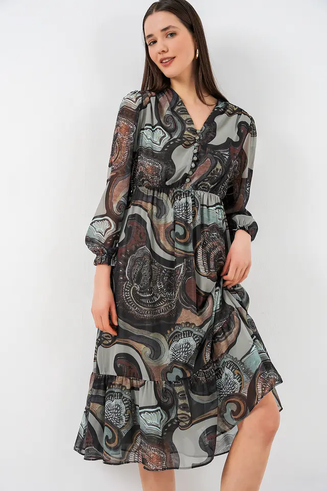 BDART Leopard Print V-Neck Midi Dress