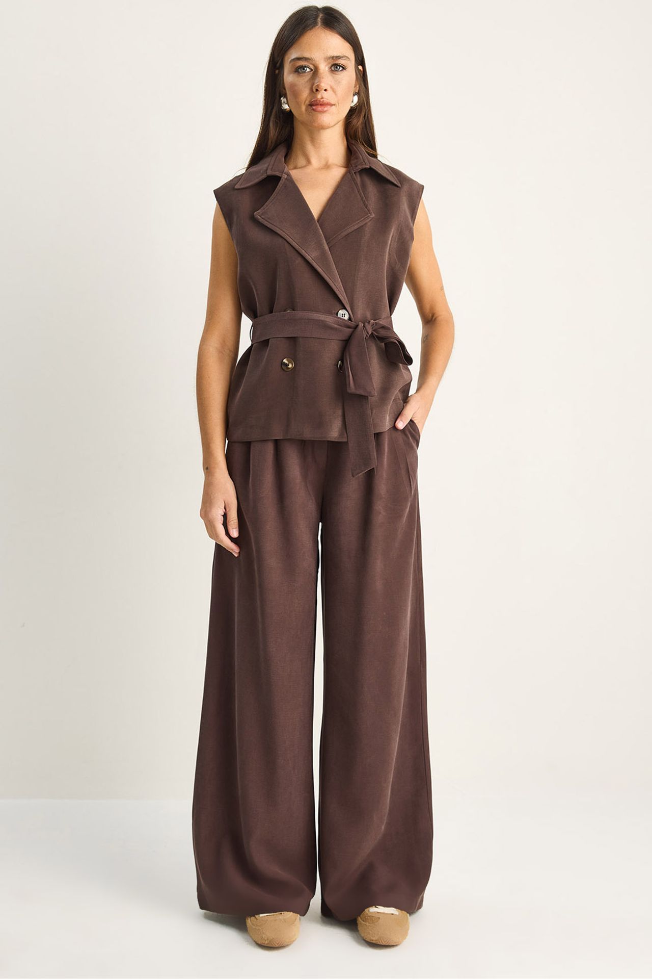LUCCI High Waist Wide Leg Co-ord Set with Shawl Collar 1