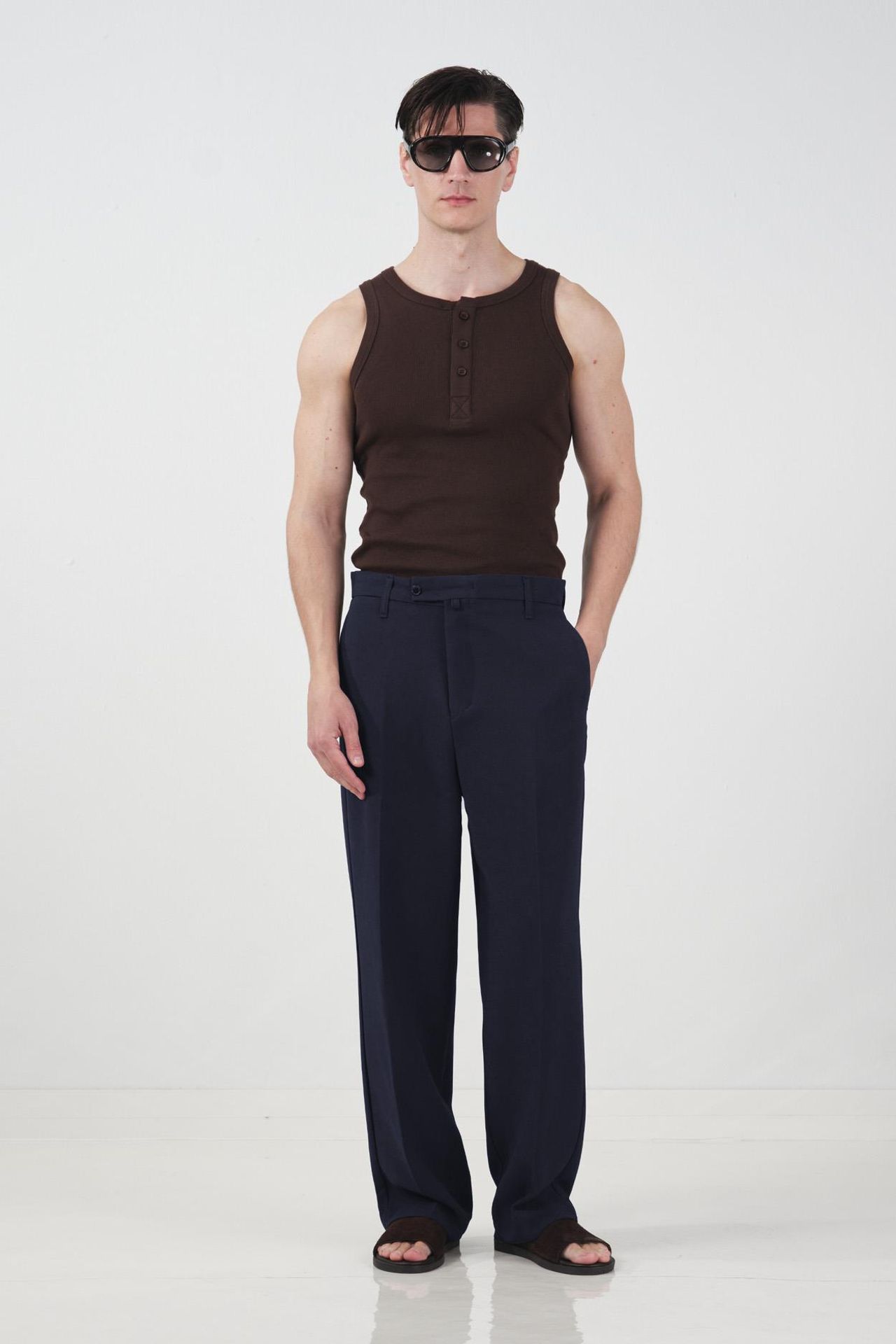 GIESTO Men's Mid-Waist Straight-Leg Knit Pants 3