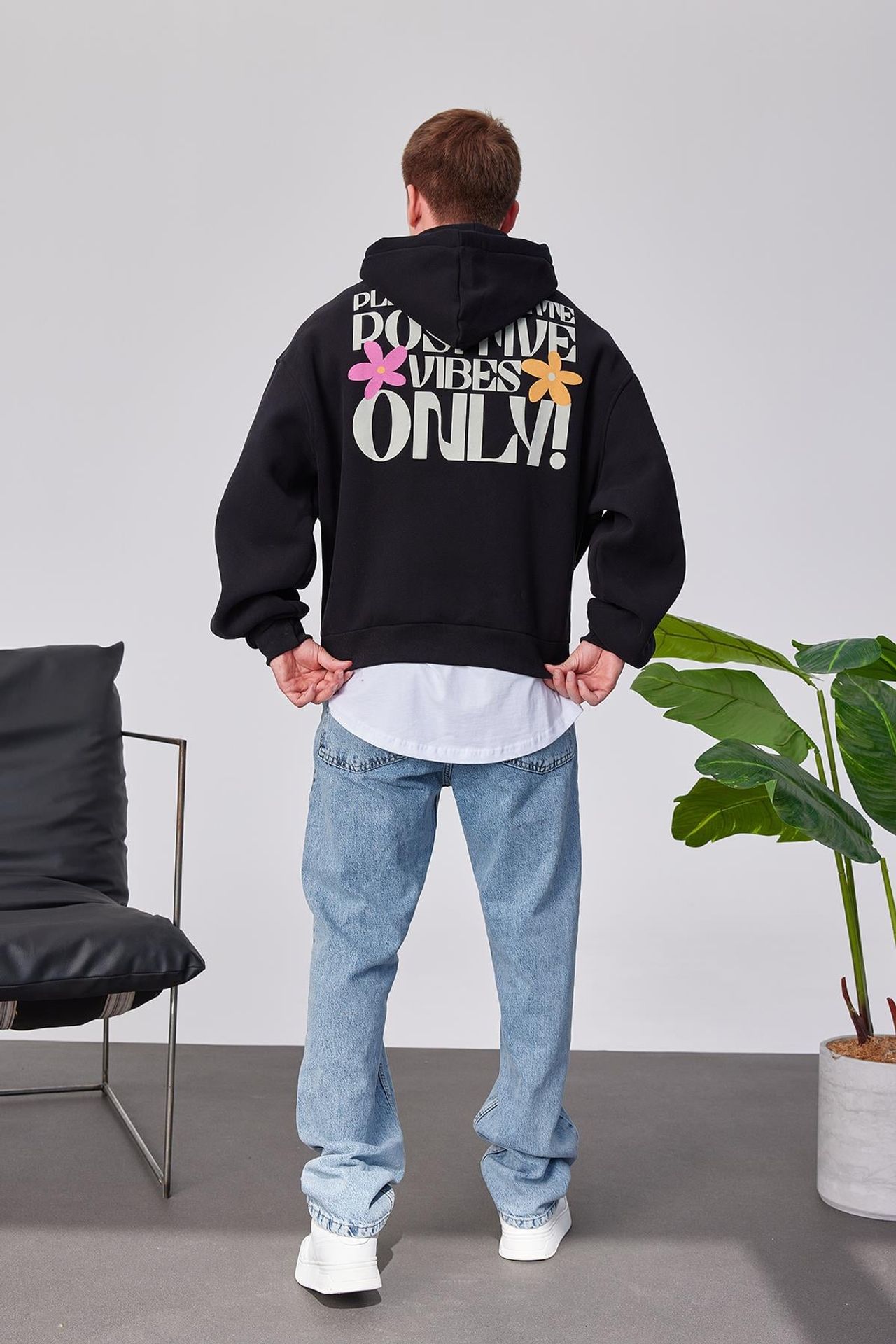 NOMARC Baskılı Kapüşonlu Bol Sweatshirt 1