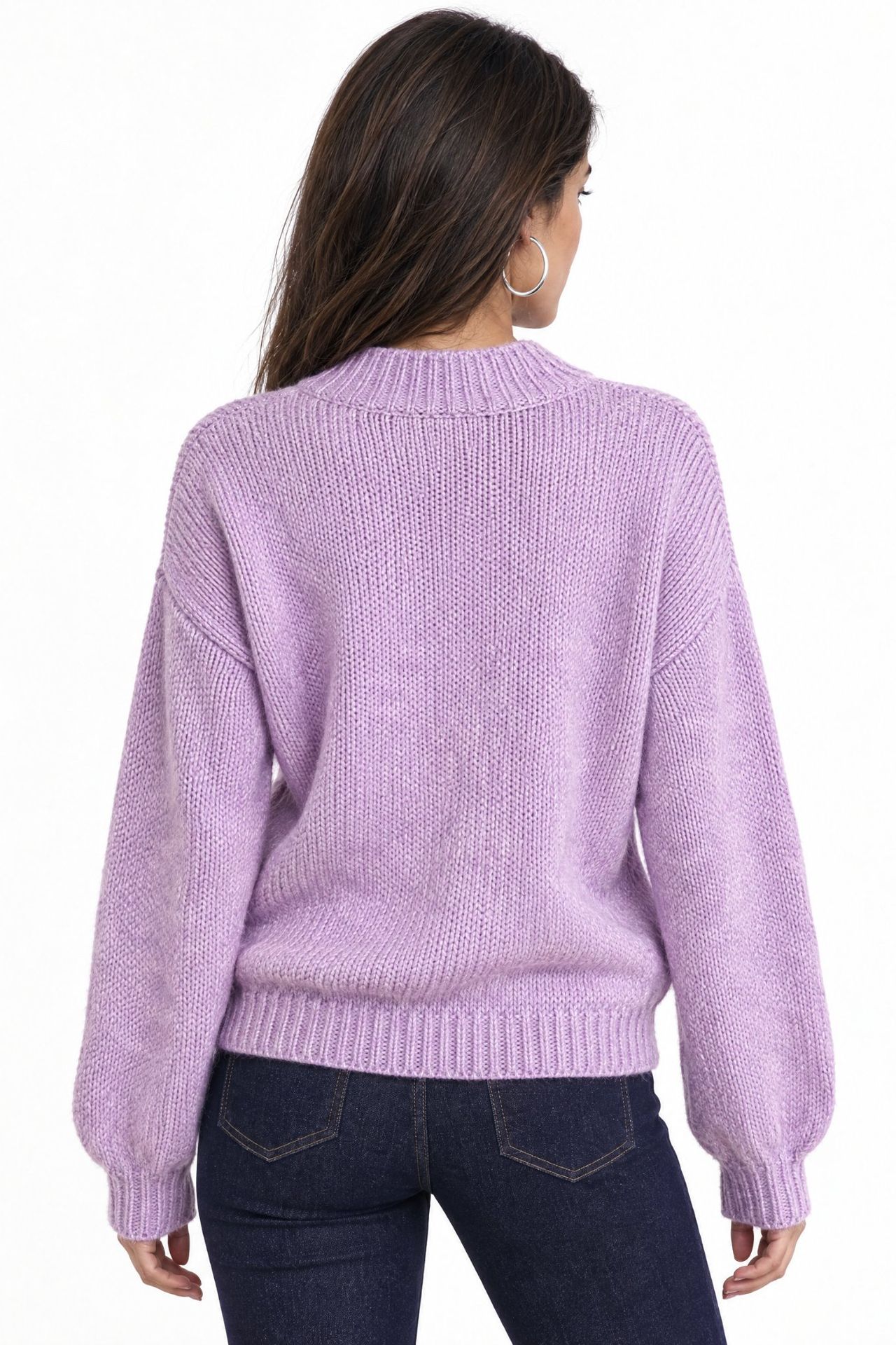 Mixray Relaxed Fit Crew Neck Thick Knit Sweater 2