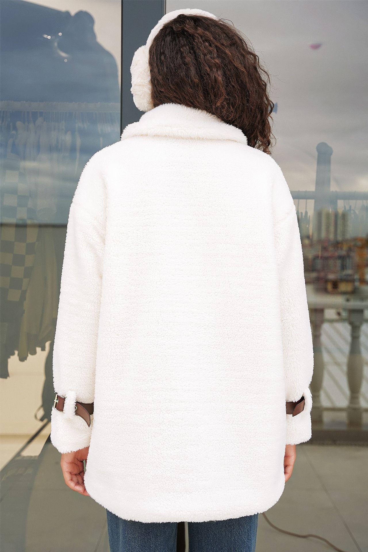 BDART Oversized Plush Faux Fur Coat with Pockets 3