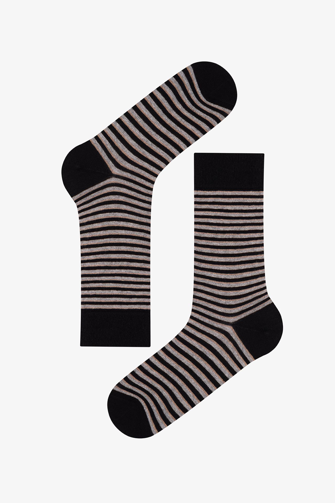 PENTI Men's Soft Ribbed Cotton 2-Pack Crew Socks 3