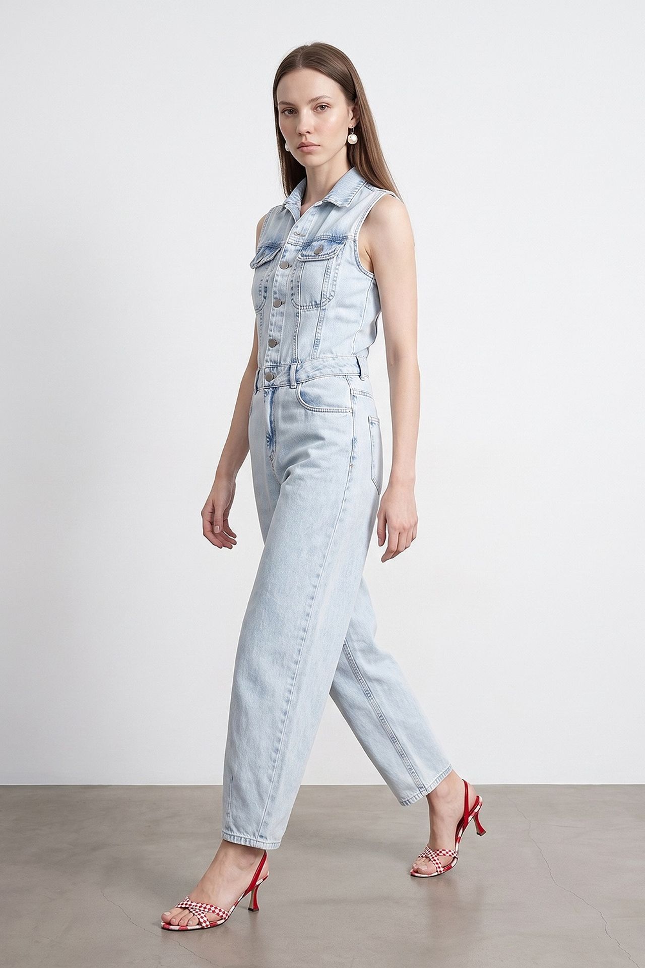 DILVIN Cotton Denim Straight-Leg Overalls Jumpsuit 1