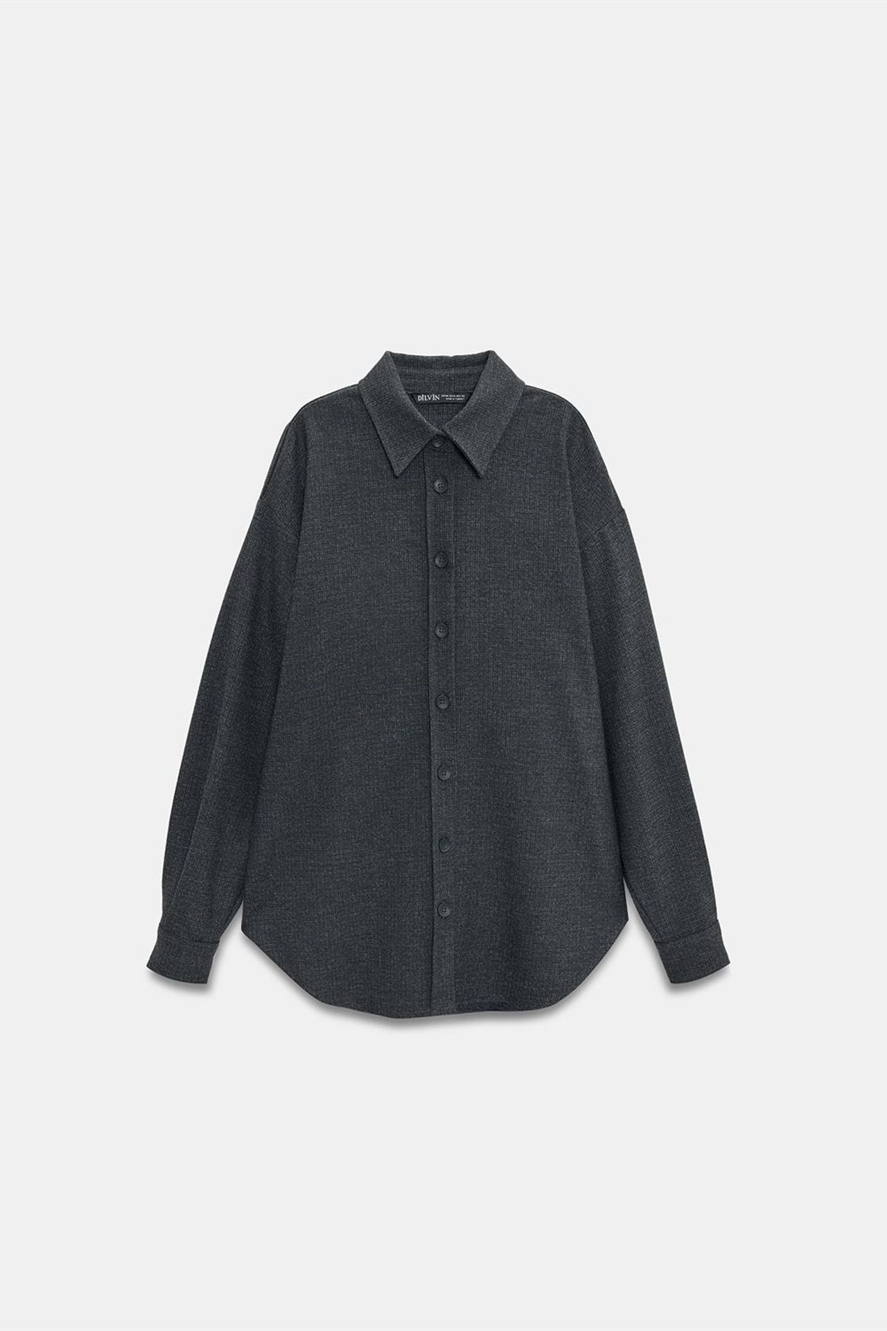 DILVIN Oversize Uzun Kollu Mikro Desenli Gömlek 6