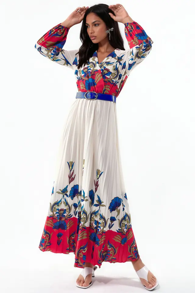 MSN Floral Midi Dress With Belt