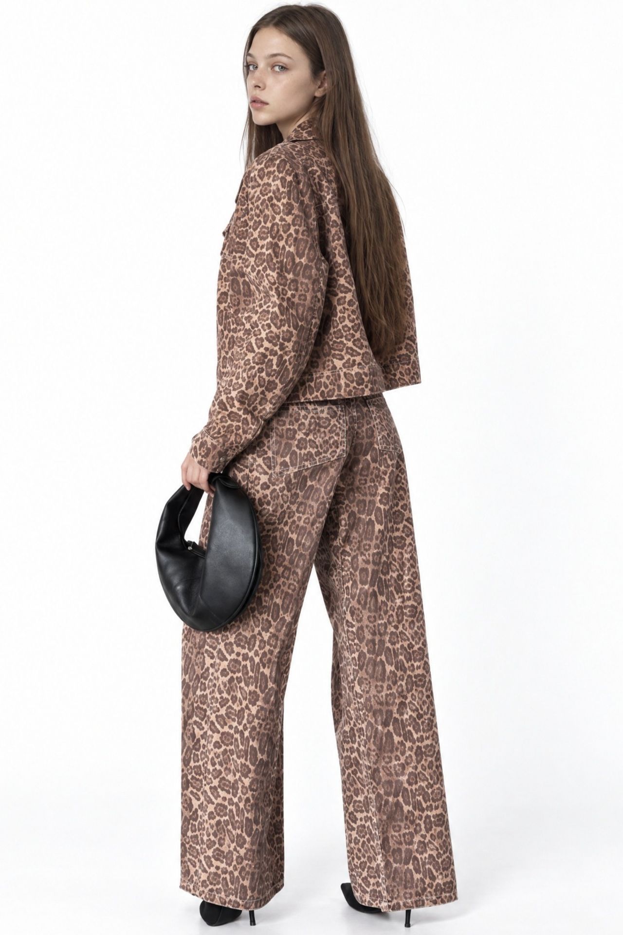 SQUALO Leopard Crop Denim Jacket 2
