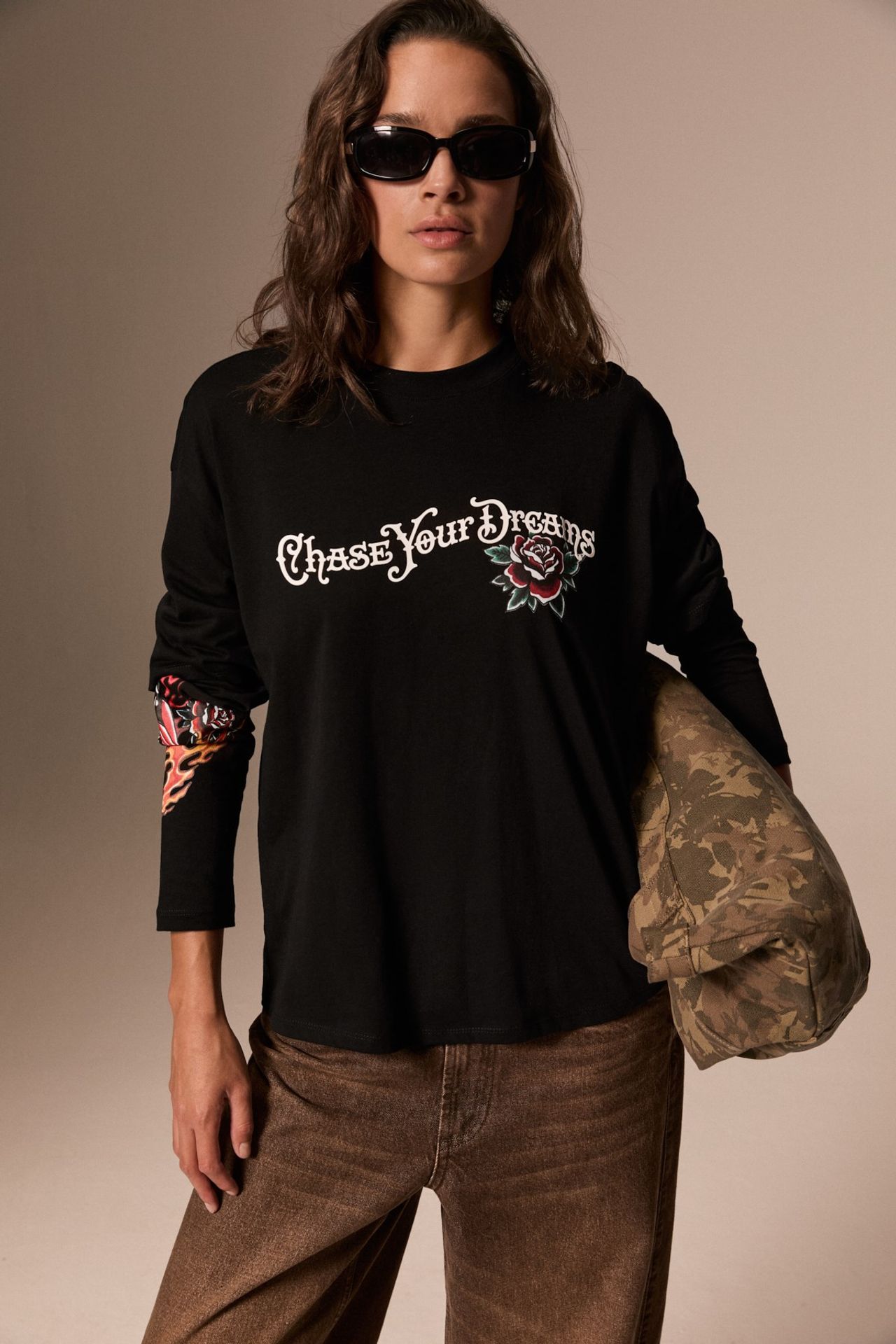 GRIMELANGE Printed Long Sleeve Crew Neck T-Shirt 2