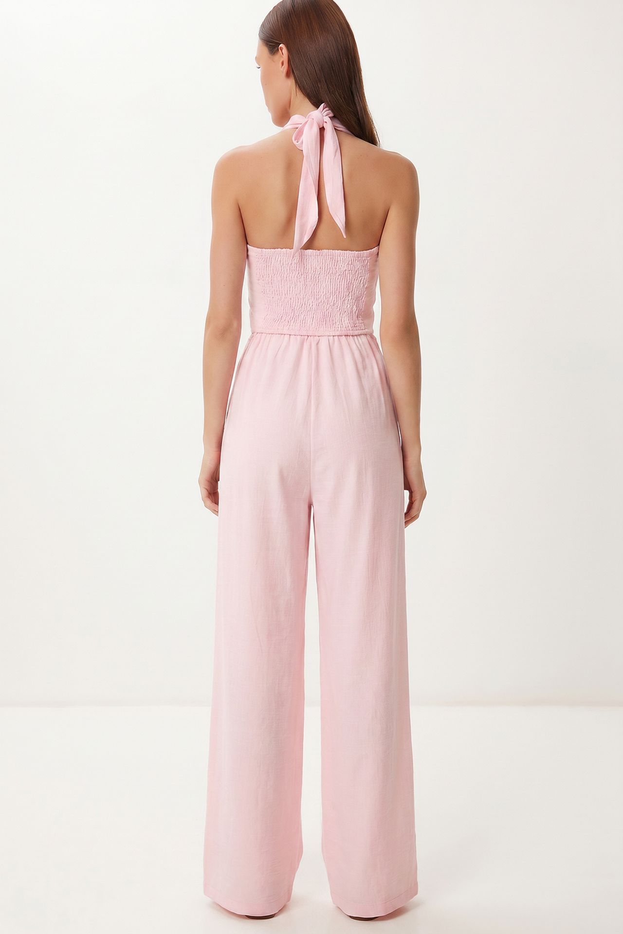 ISTANBUL Halter Yaka Bluz Ve Bol Paça Pantolon Takımı 7