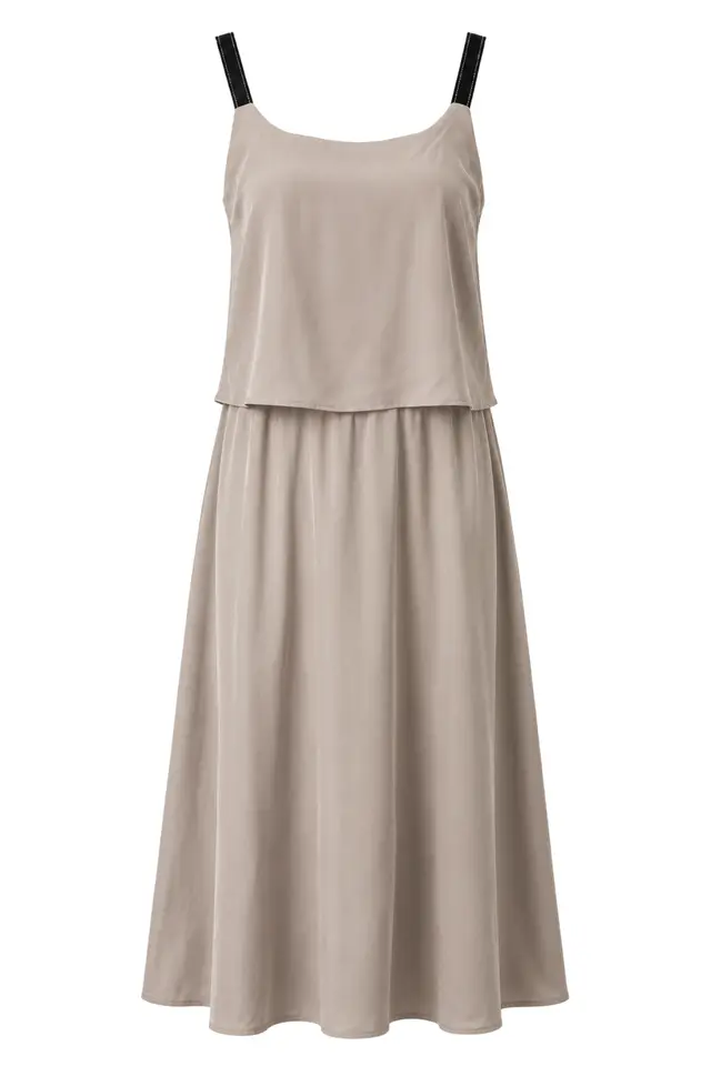 MIXRAY Sleeveless A-line Maxi Dress With Square Neckline