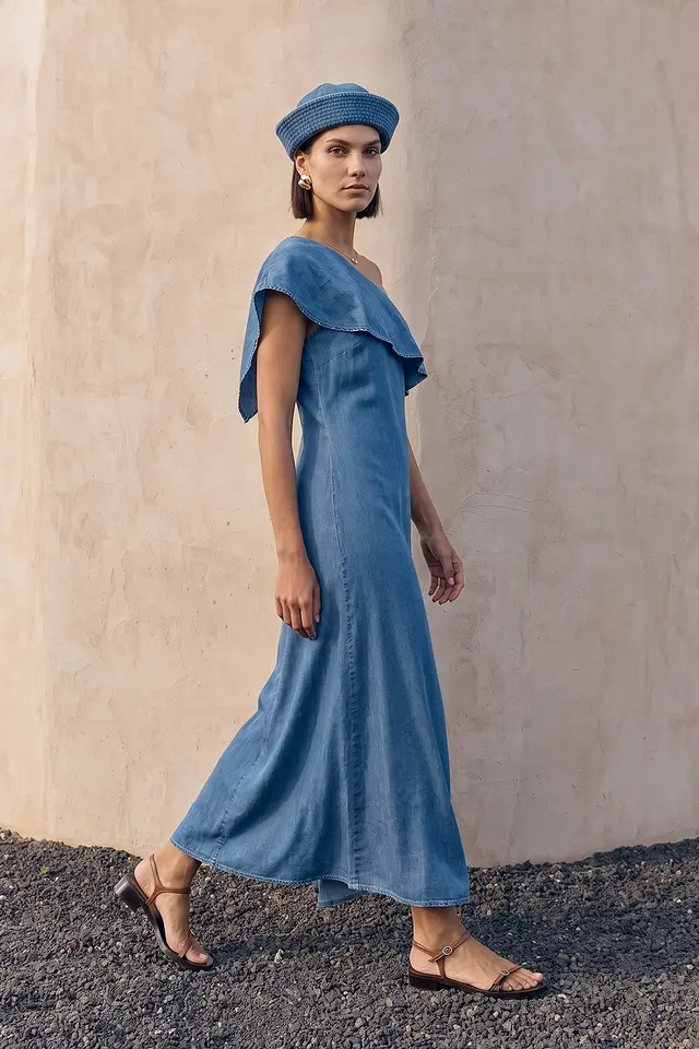 DILVIN Asymmetric One-Sleeve Maxi Dress