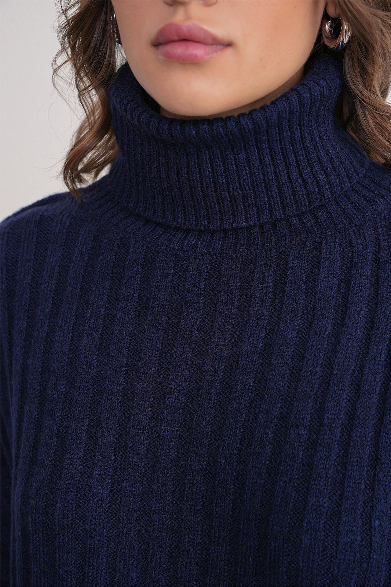 Mixray Oversize Ribbed Turtleneck Sweater 6