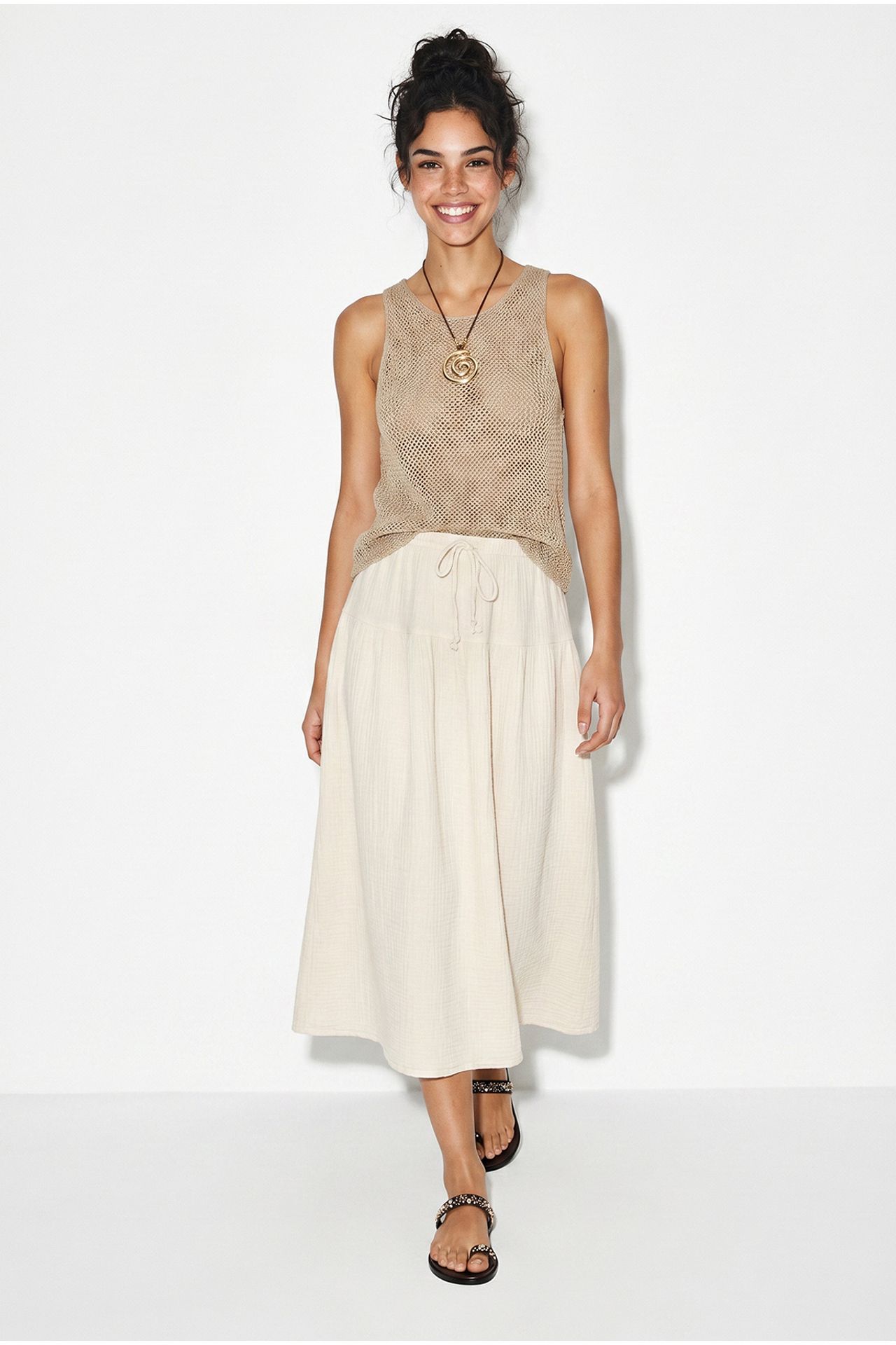 LUCCI High-Waist Midi A-Line Skirt 3