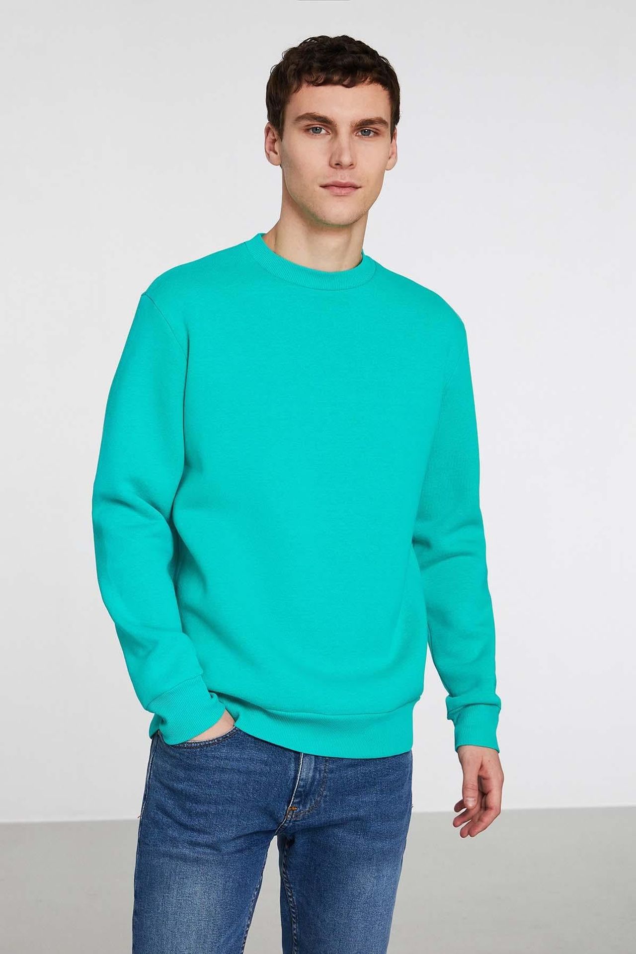GRIMELANGE Bisiklet Yaka Nervürlü Sweatshirt 1