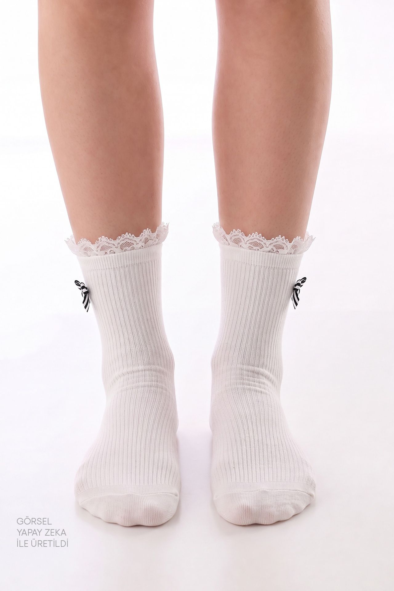 PENTI Marshmallow Zebra Bowtie Cotton Ankle Socks 2