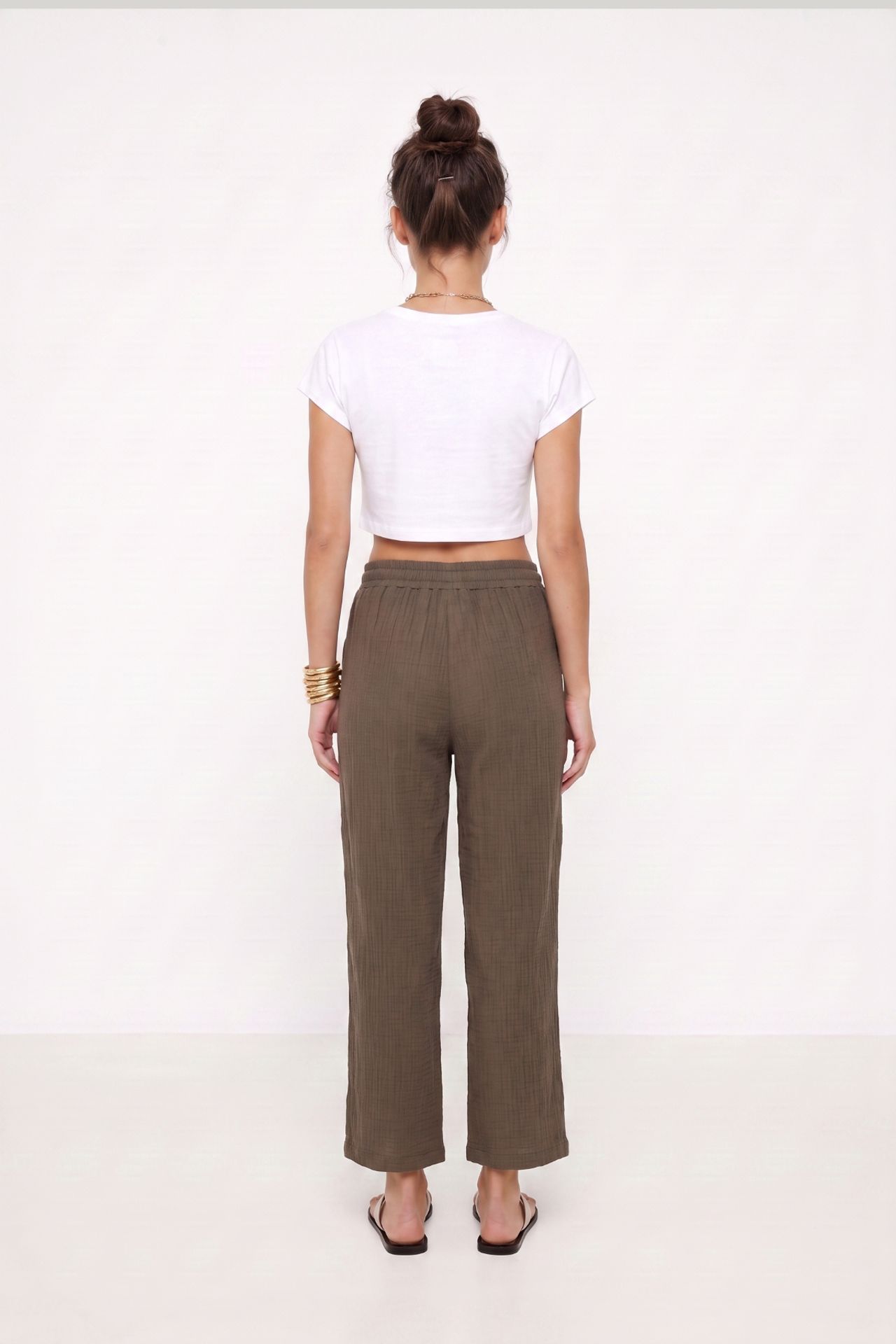 ISTANBUL Wide Leg Drawstring Waist Pants with Binding Detail 6