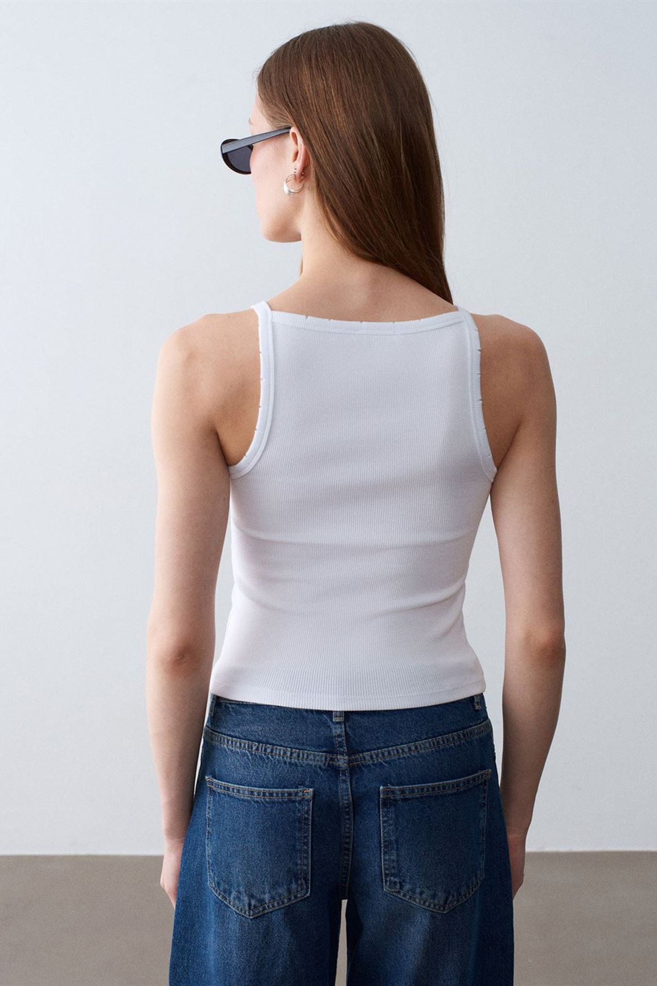 DILVIN Ribbed Cotton Halterneck Blouse 2