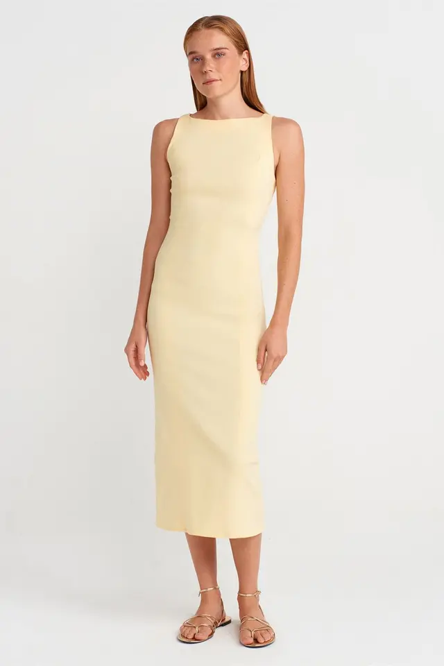 DILVIN Sleeveless Midi Bodycon Dress With Slit