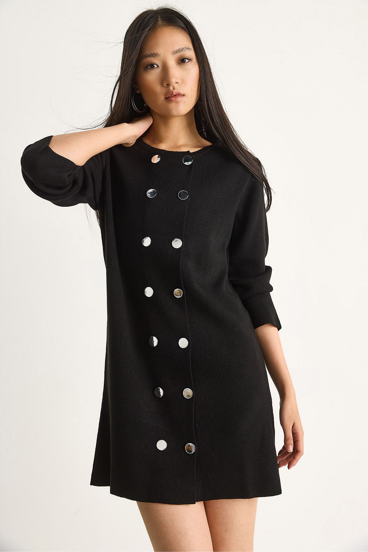 LUCCI Knit Mini Dress with Buttoned