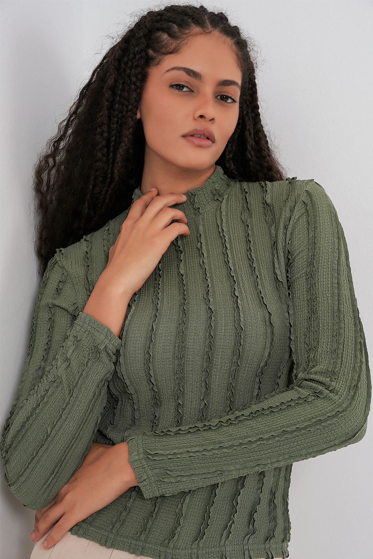 BDART Textured Slim Fit Half Turtleneck Blouse 3