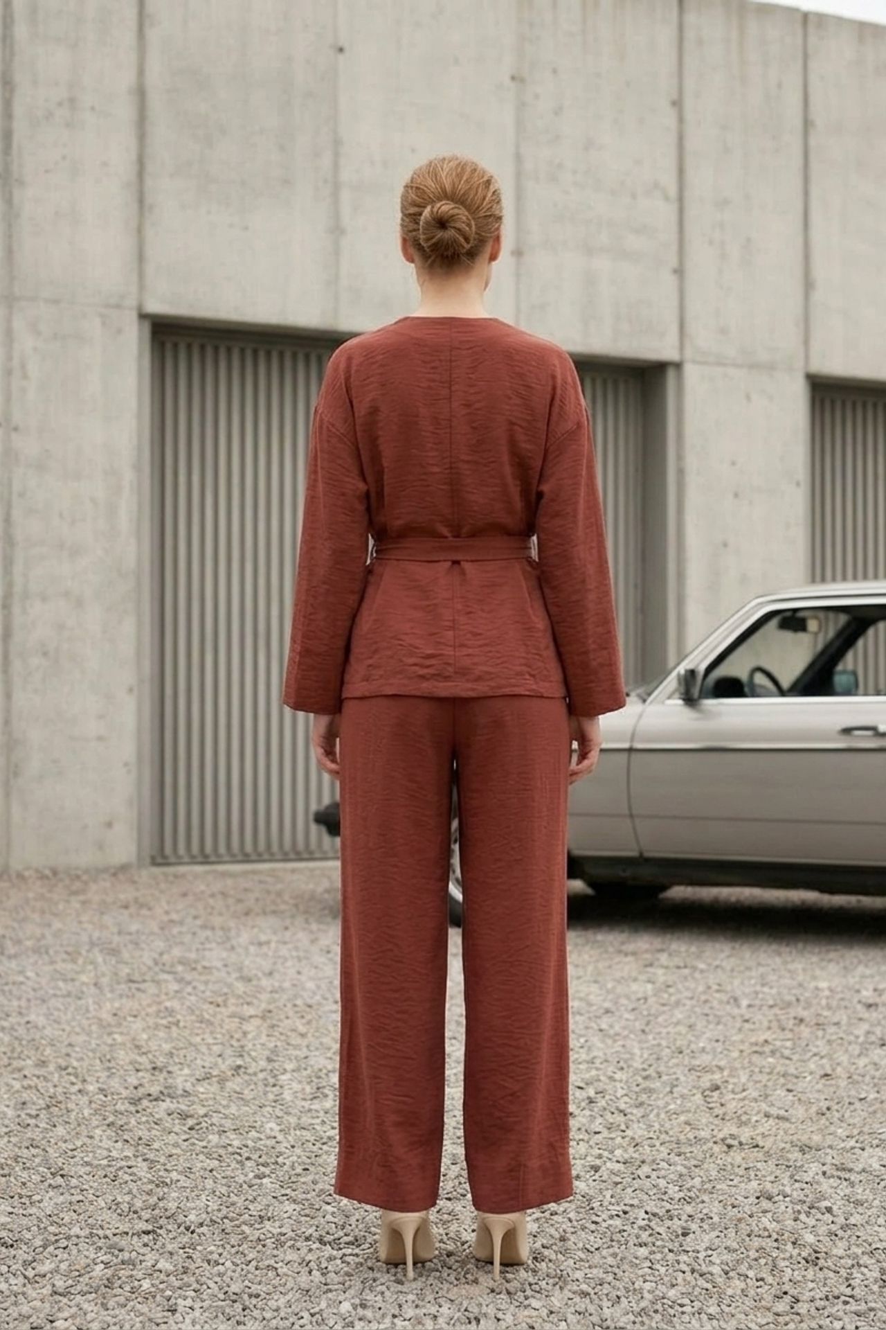 MY FASHION Belted V-neck Long Sleeve Two-Piece Set 6