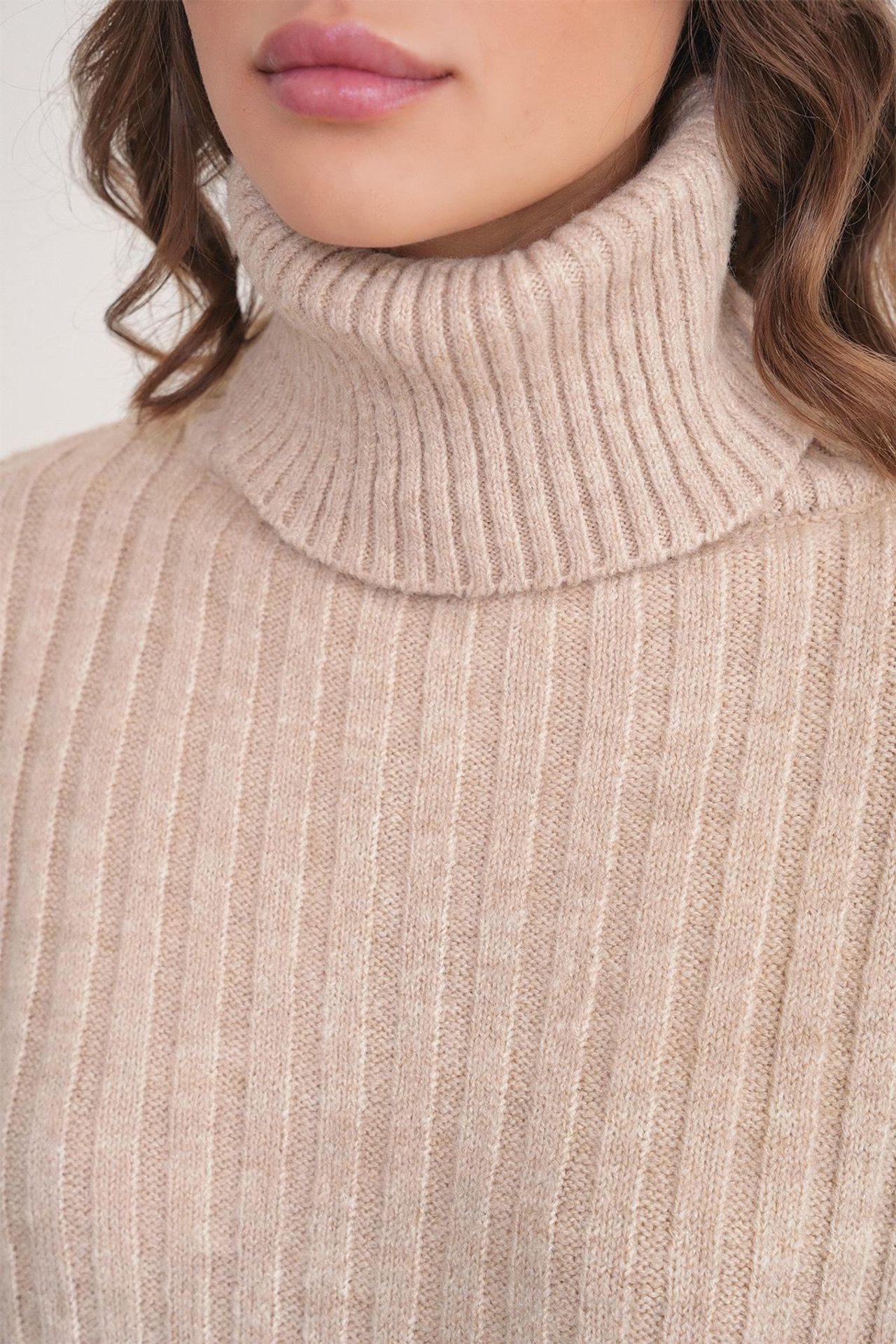 Mixray Oversize Ribbed Turtleneck Sweater 5