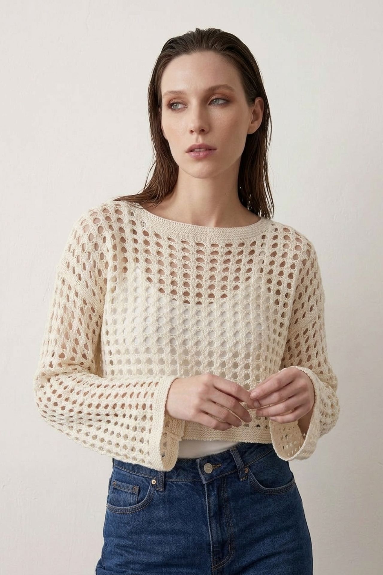 MY FASHION Textured Acrylic Crop Knit Top 4
