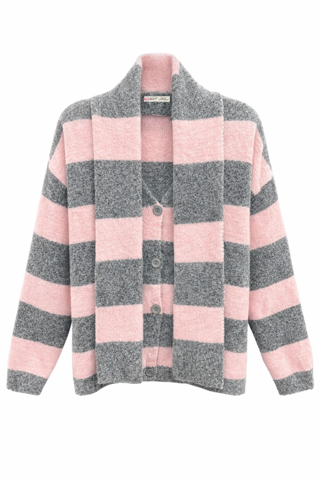 Striped V-Neck Button-Front Knit Cardigan 2