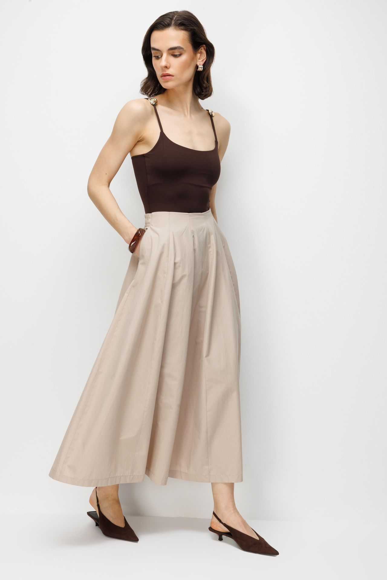 MIXRAY High Waist Midi Skirt 3
