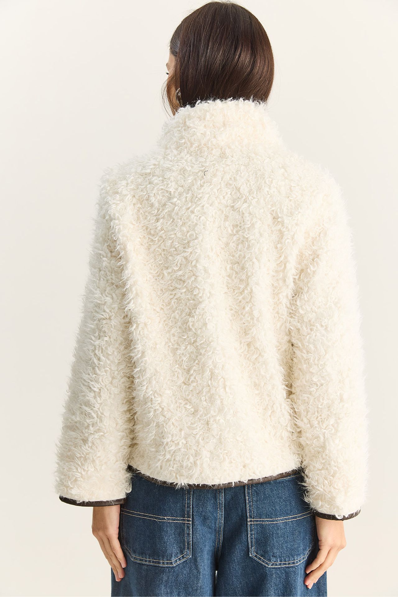 LUCCI Faux Leather Detailed Plush Jacket 6