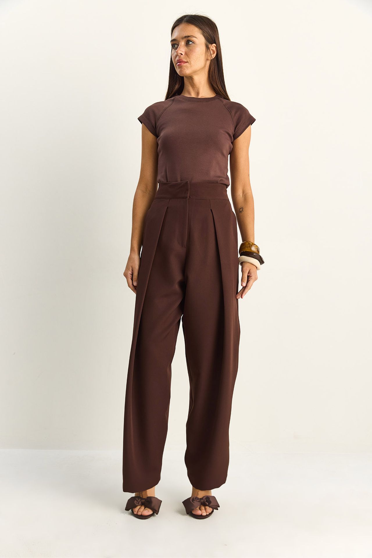 LUCCI High Waist Wide Leg Pants with Pleats 2