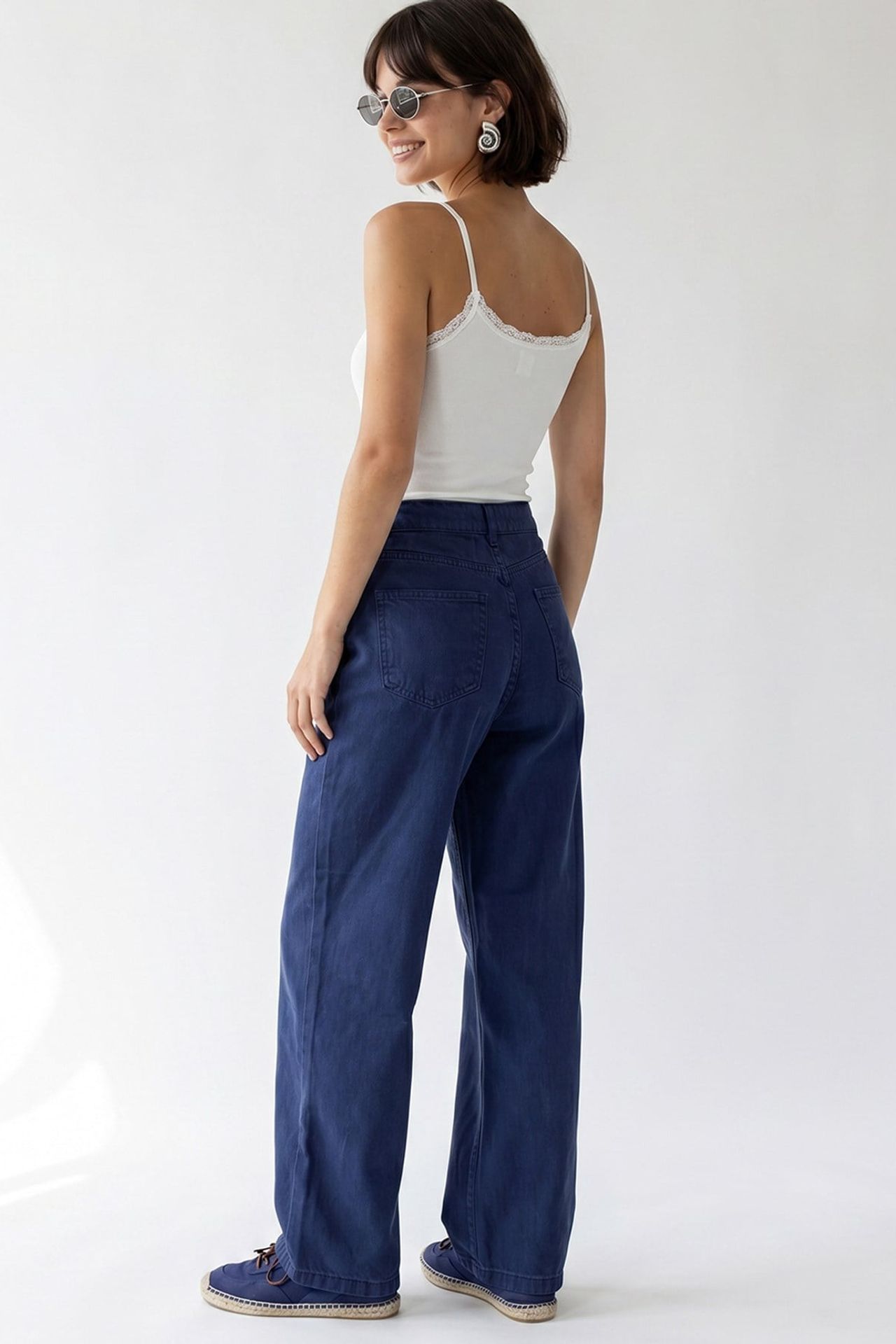 MIXRAY High-Waist Wide-Leg Cotton Jeans 4