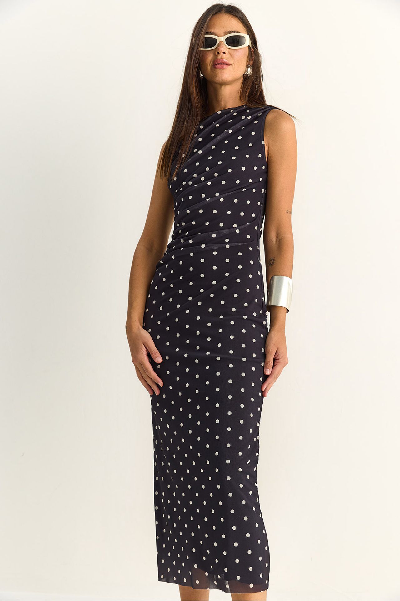 LUCCI Polka Dot Bodycon Midi Dress 5