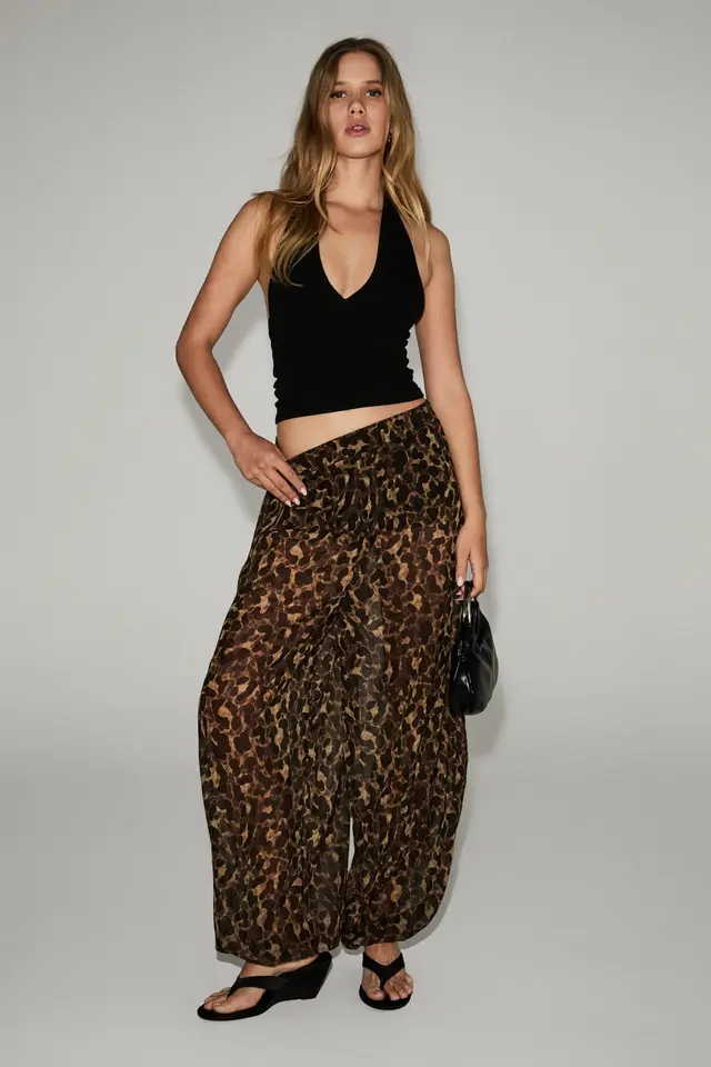 GRIMELANGE Leopard Elastic-Waist Hareem Pants