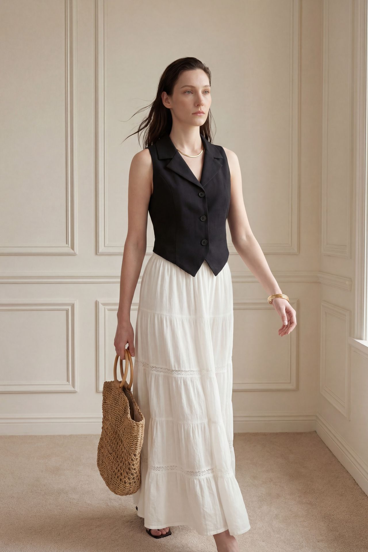 MY FASHION Sleeveless Buttoned Waistcoat with Back Detail 5