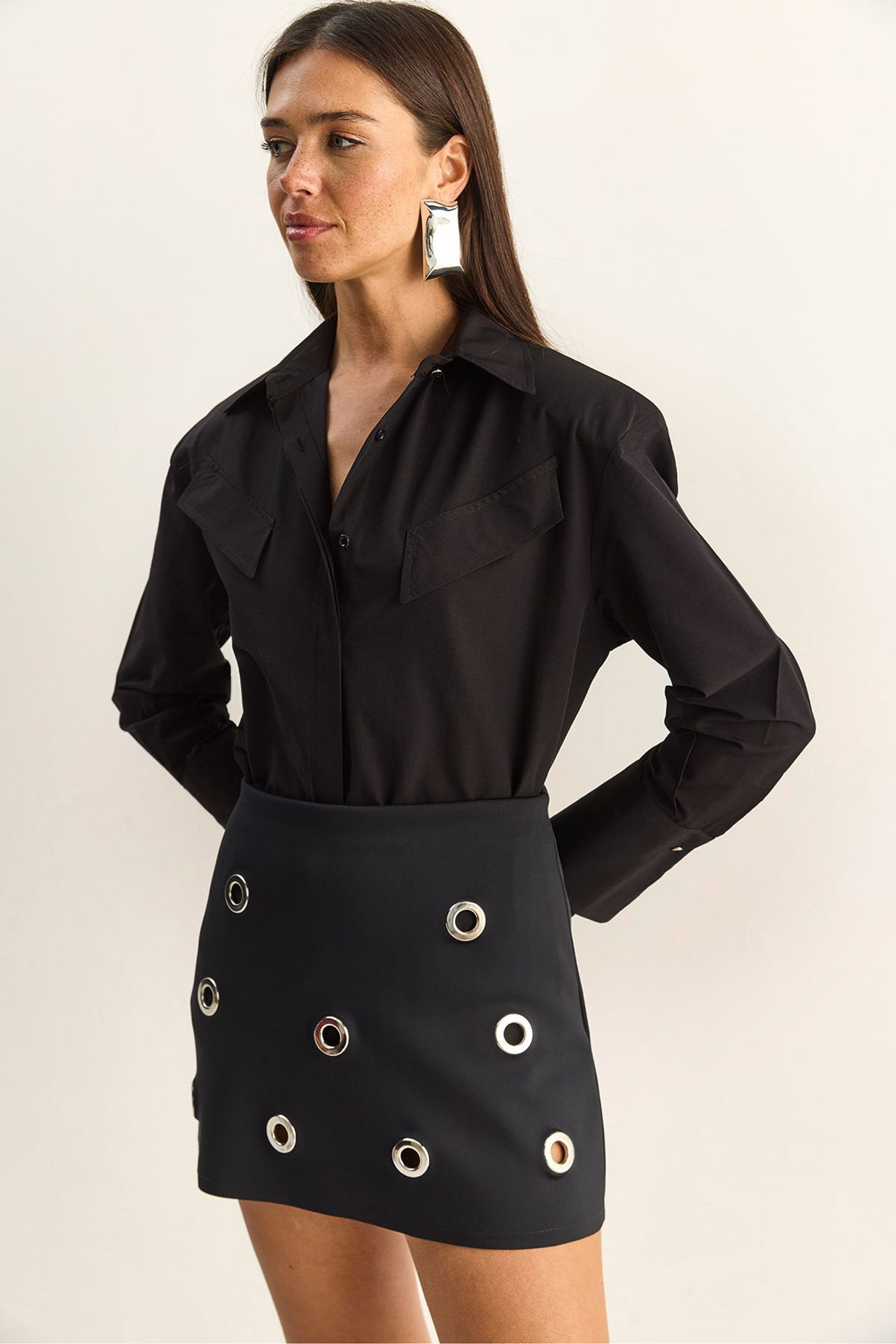 LUCCI Casual Long Sleeve Button Up Poplin Shirt with Pocket 3
