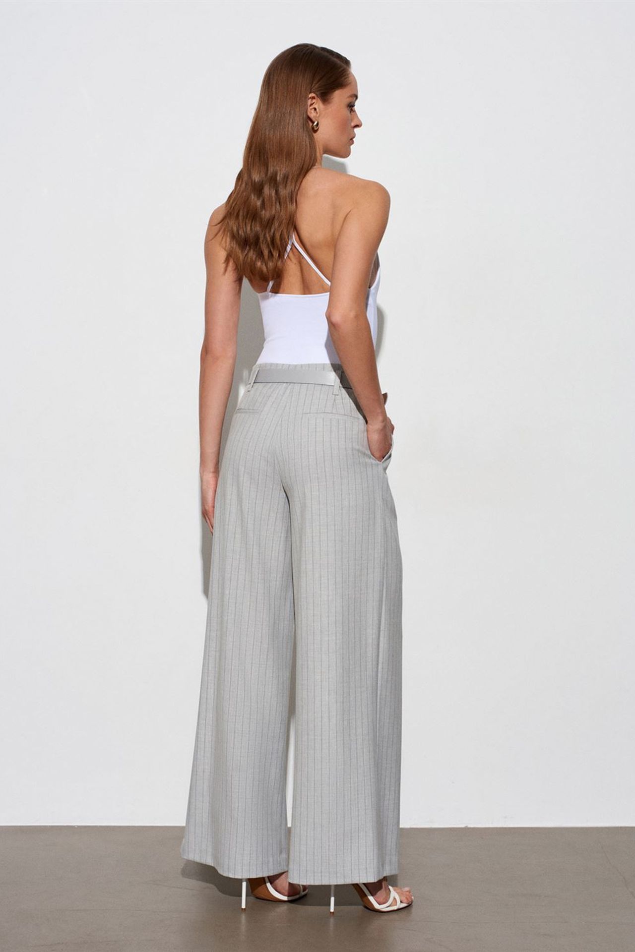 DILVIN Striped Wide-Leg Pleated Trousers 2