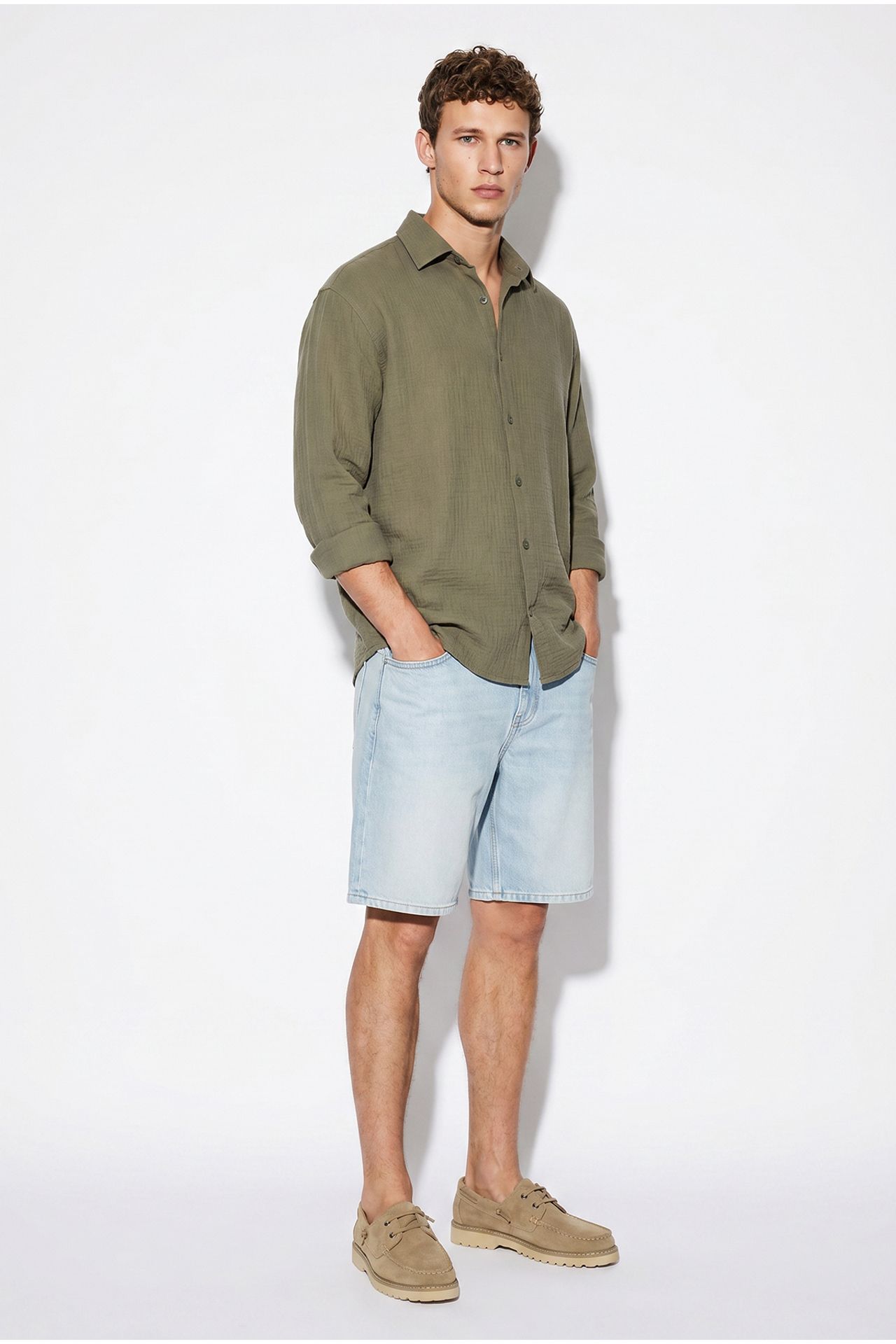LUCCI Oversized Textured Button-Front Shirt 4