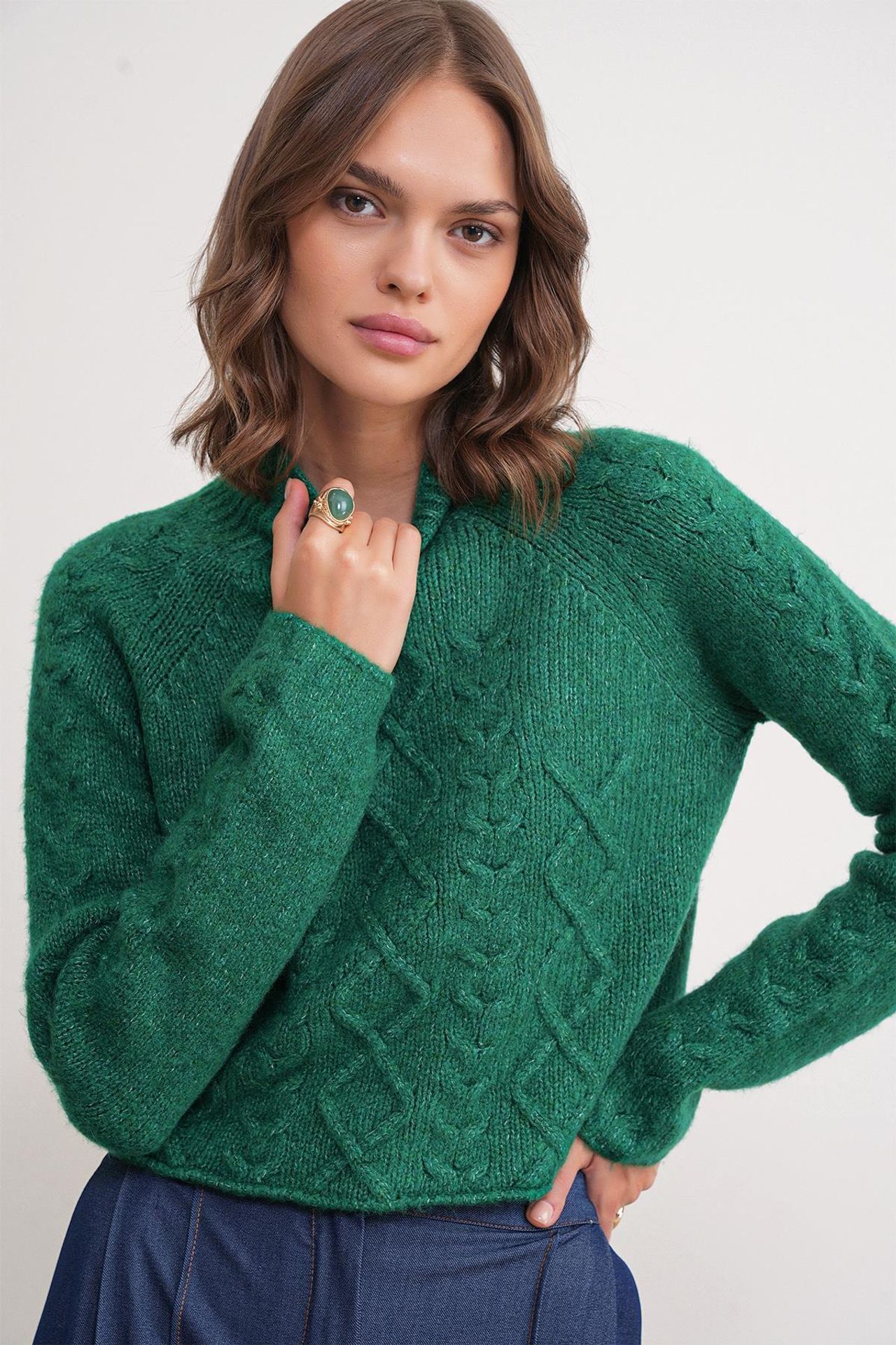 Mixray Argyle Half-Turtleneck Ribbed Knit Sweater 3