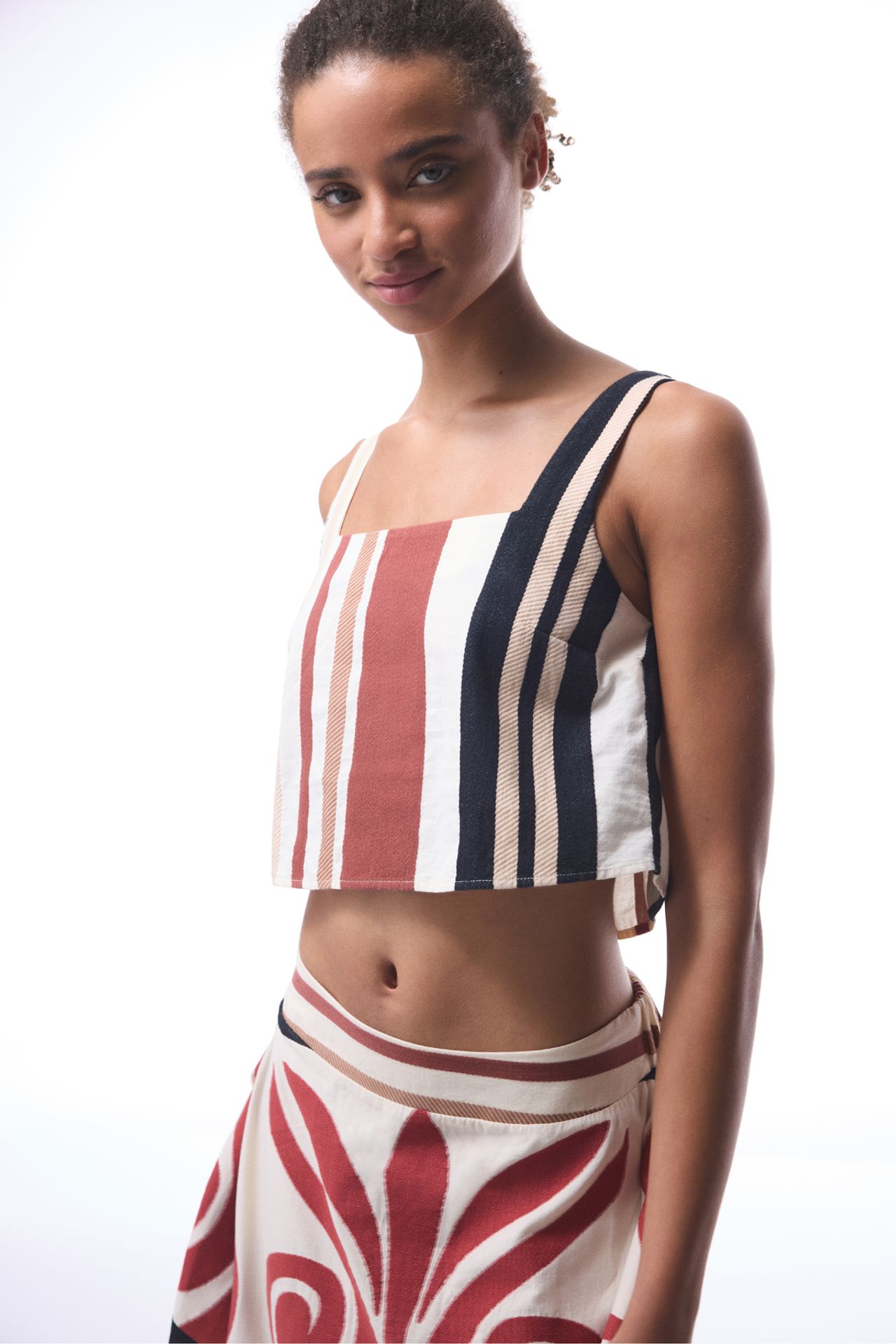 PENTI Ethnic Pattern Square Neck Crop Top 2