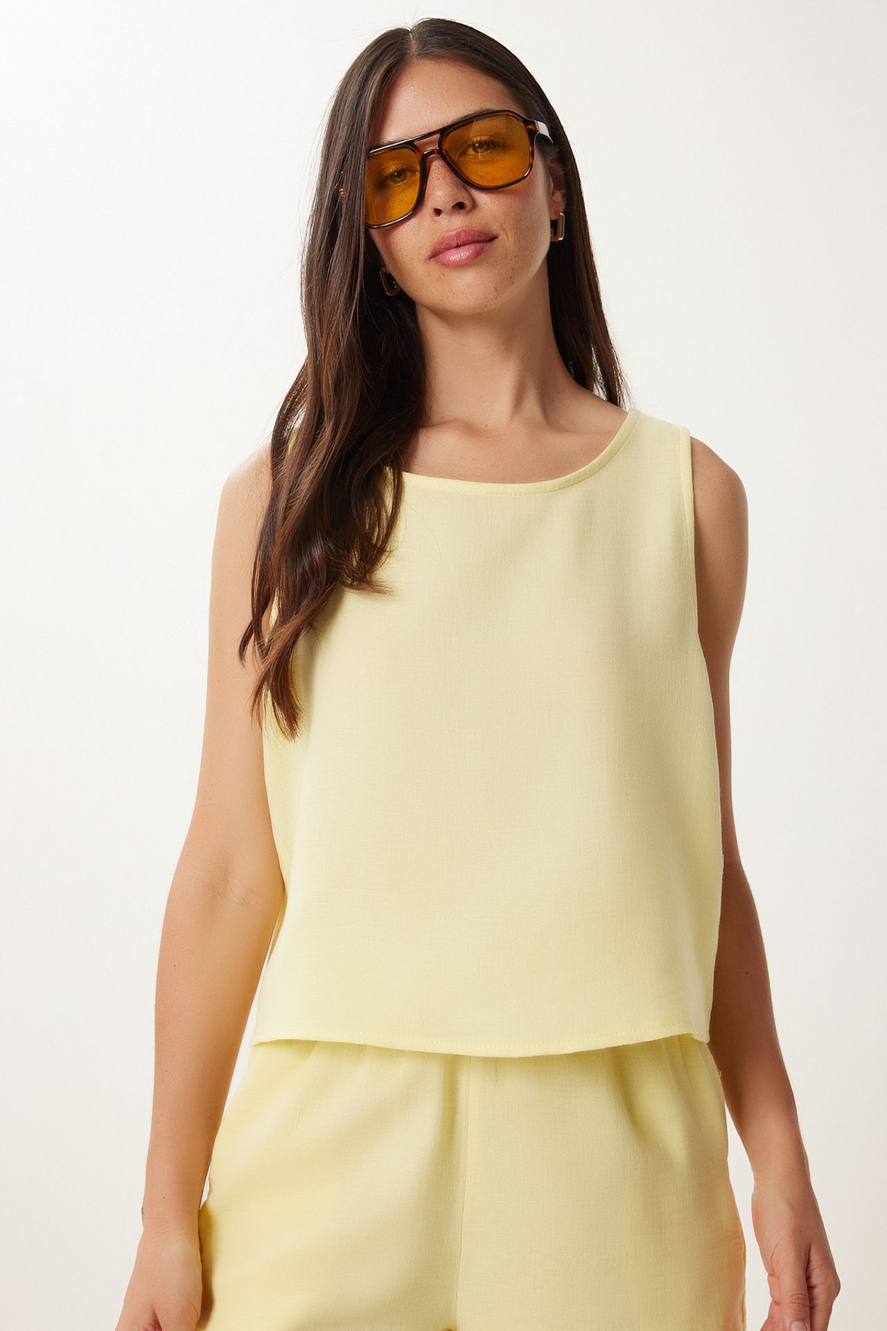 ISTANBUL Sleeveless Boat Neck Cotton Two-Piece With Wide Leg Shorts 4