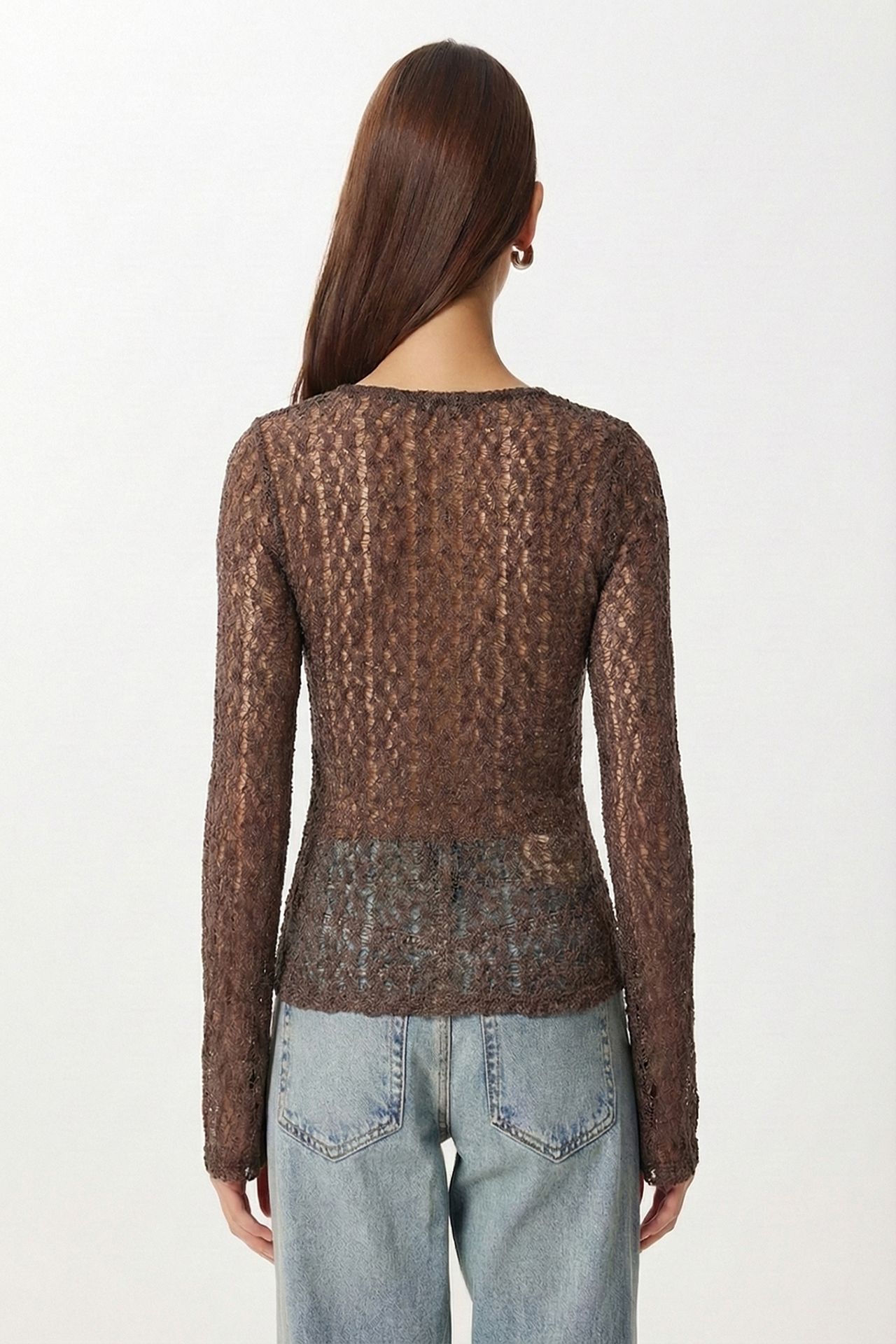 ISTANBUL Lace Crew Neck Long Sleeve Blouse 6